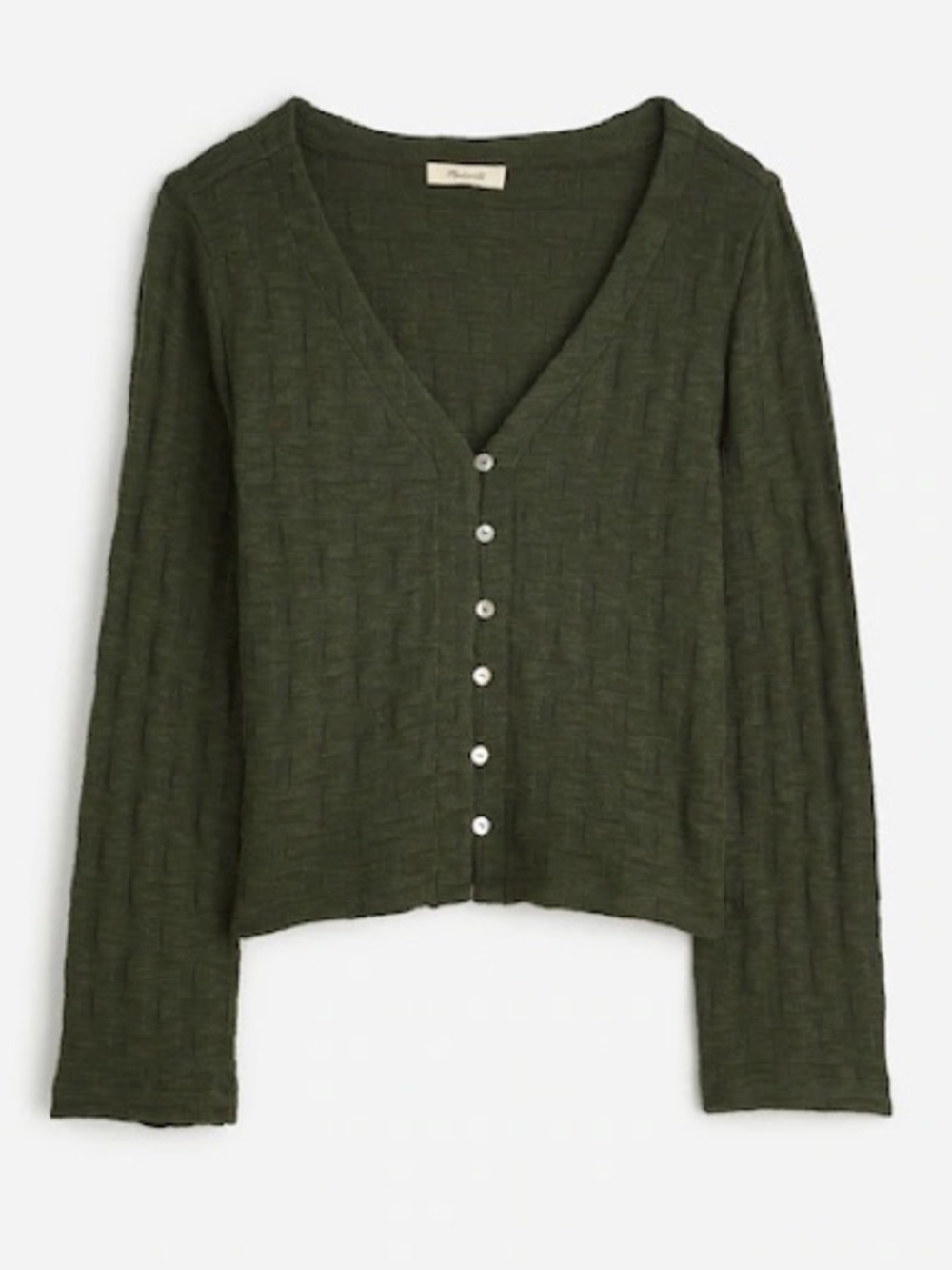 NWT Madewell Basket-Weave Stitch Long-Sleeve Sweater Tee, Sz S